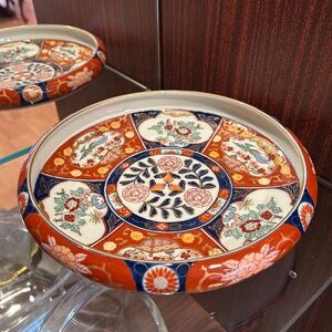 Gold Imari Hand Painted Decorative Shallow Bowl Oriental Style
